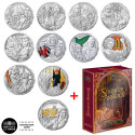 Lot 9 x 10 Euro et 2 x 50 Euro Argent France 2026 colorisées + le coffret