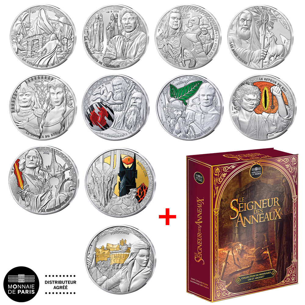 Lot 9 x 10 Euro et 2 x 50 Euro Argent France 2026 colorisées + le coffret