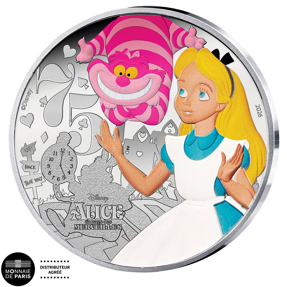 10 Euro Argent France BE 2026 colorisées - Alice au Pays des Merveilles