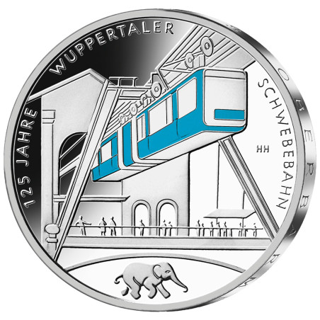 35 Euro Argent Allemagne  BU 2026 colorisée - Chemin de fer suspendu de Wuppertal