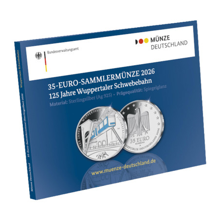 35 Euro Argent Allemagne  BU 2026 colorisée - Chemin de fer suspendu de Wuppertal (2)