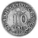 10 Cent Argent Ceylan 1892-1900 - Reine Victoria (2)