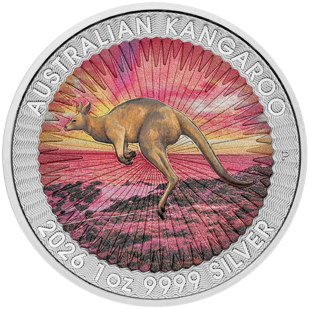 1 Dollar Argent Australie  BU 2026 colorisée - Kangourou