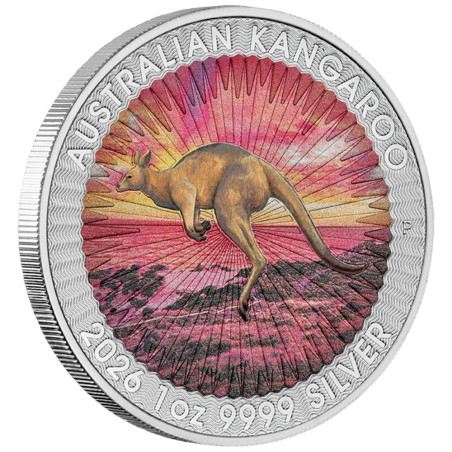 1 Dollar Argent Australie  BU 2026 colorisée - Kangourou (2)