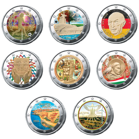 Lot 8 x 2 Euro 2026 colorisées