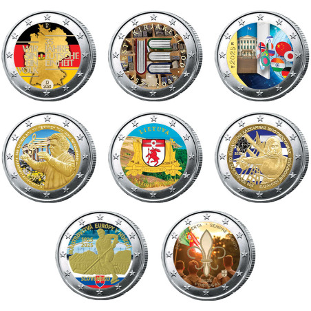 Lot 8 x 2 Euro 2025 colorisées