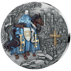 5 Dollars Argent 2026 colorisée - Chevalier de Jérusalem Haut-relief