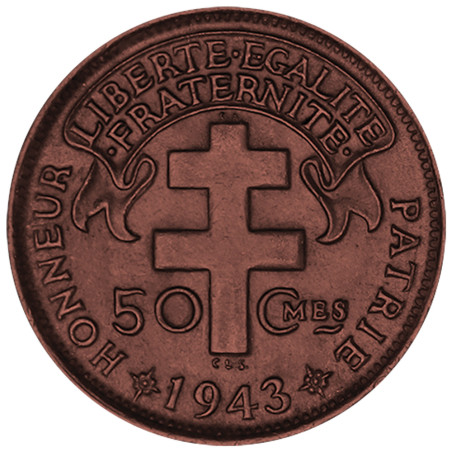 50 Centimes Afrique-Équatoriale Française 1943 - Croix de Lorraine (2)