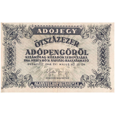 500000 Adópengö Hongrie 1946