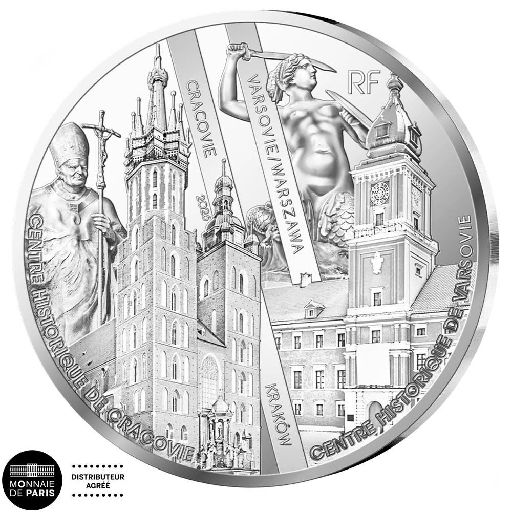 10 Euro Argent  France BE 2026 - Pologne : Varsovie et Cracovie