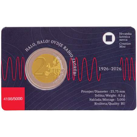 2 Euro Croatie BU 2026 - 100 ans de la radiodiffusion  et de la télévision croates (3)