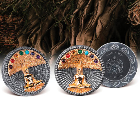 5 Dollars Argent 2026 dorée Bouddha - Arbre de vie (5)