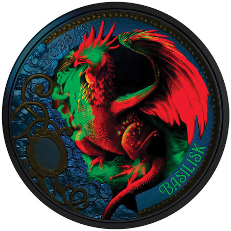 3 Euro Autriche BU 2026 colorisée et luminescente - Créatures mythiques : le basilic (2)