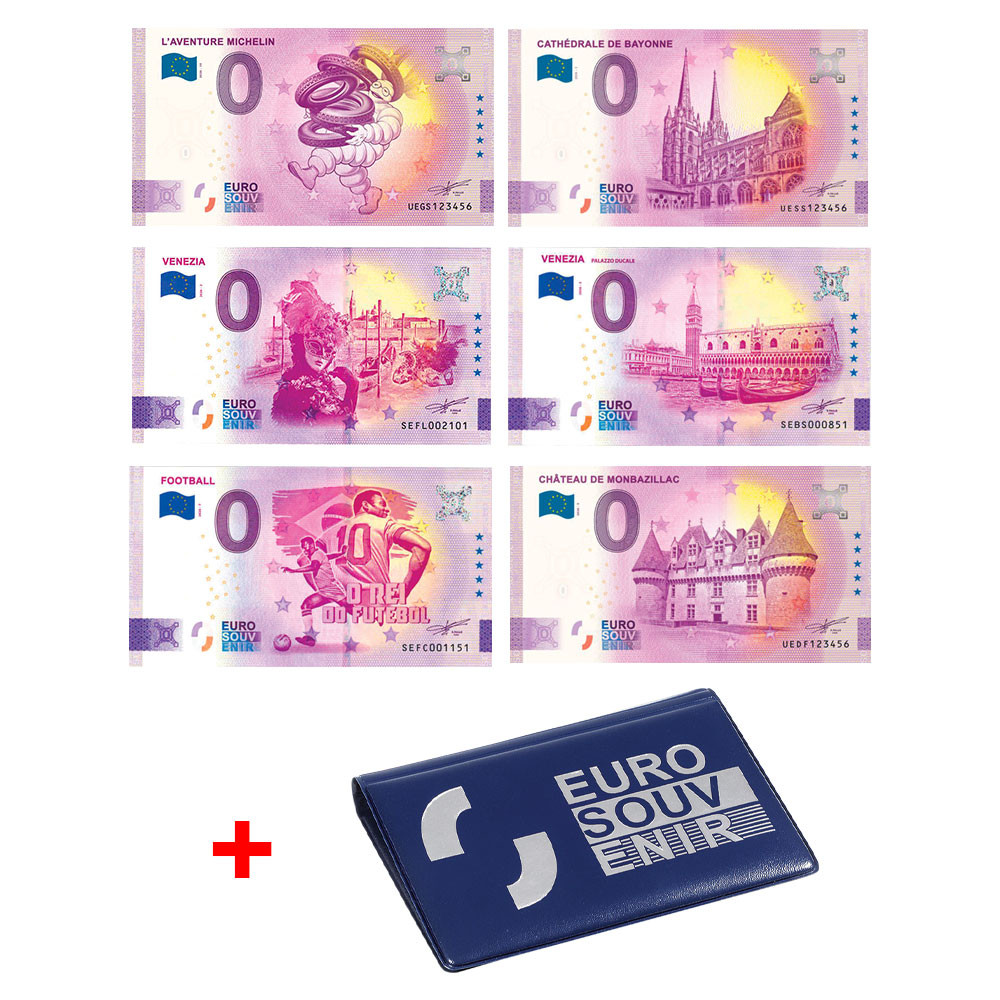 Lot 6 Billets Souvenir 0 Euro + Album de poche offert