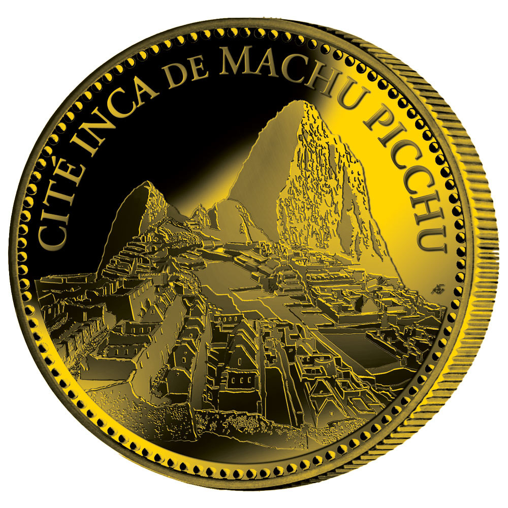 Pièce de collection dorée - Cité Inca de Macchu Picchu