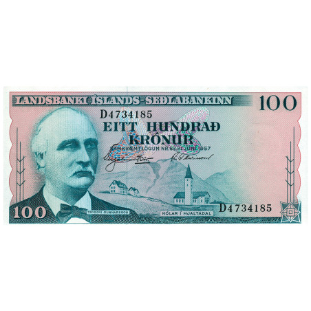 100 Couronnes Islande 1957 - Tryggvi Gunnarsson