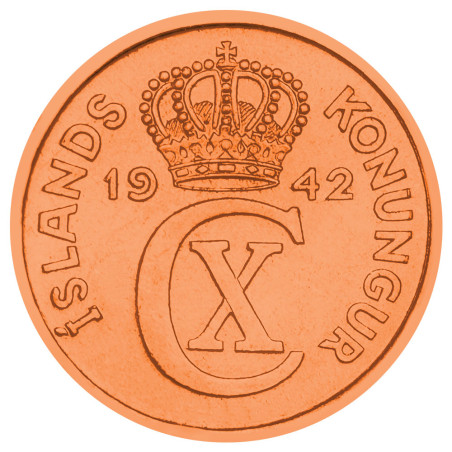 2 Aurar Islande 1942 - Monogramme couronné Christian X