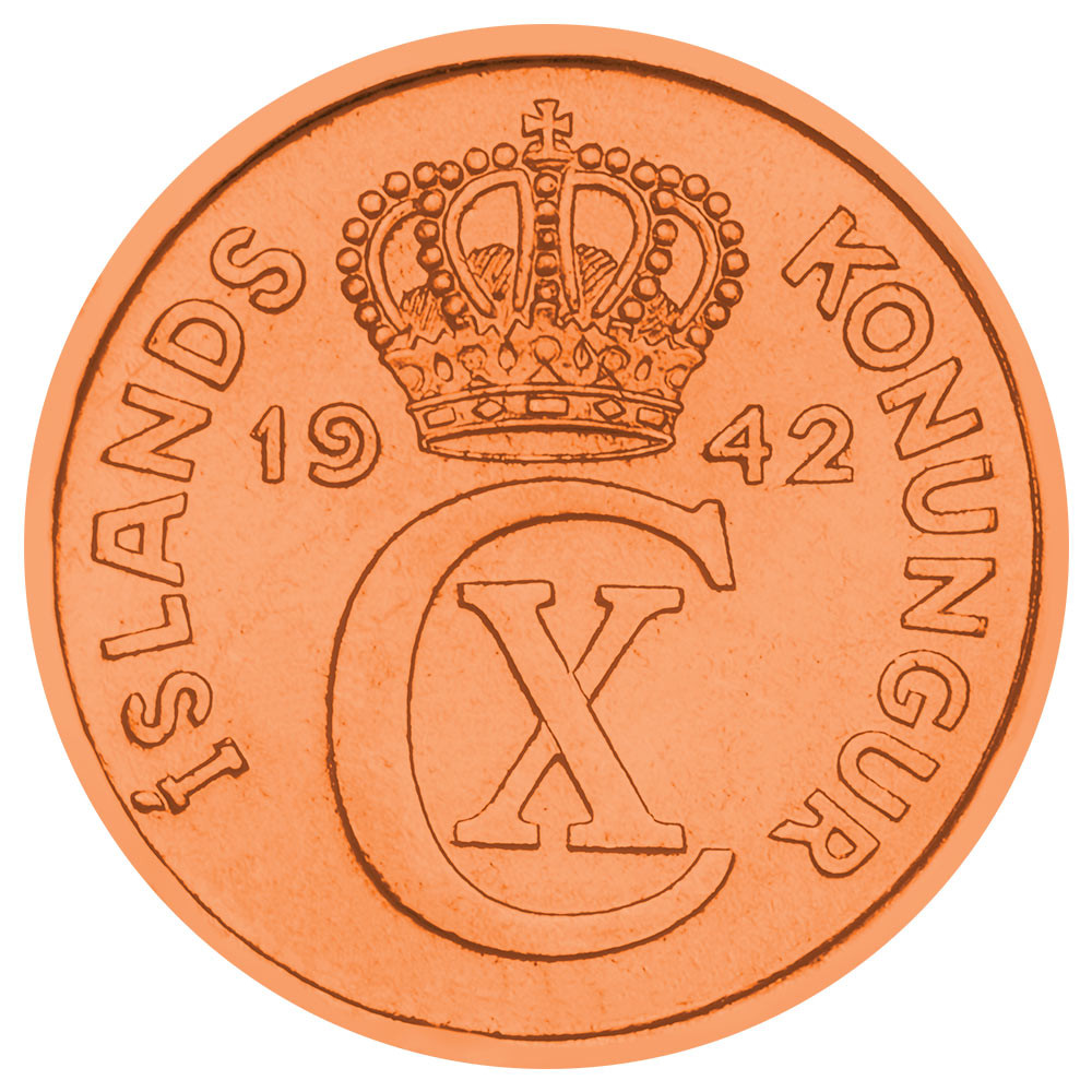 2 Aurar Islande 1942 - Monogramme couronné Christian X