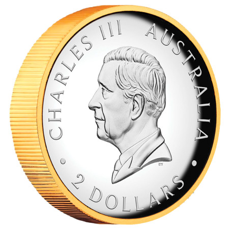 2 Dollars Argent Australie  BE 2026 dorée - Kookaburra Haut-relief (4)