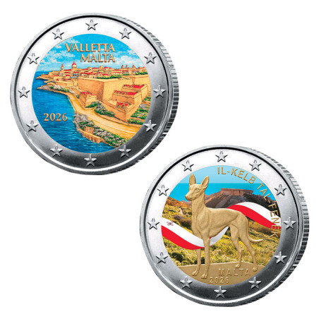 Lot 2 x 2 Euro Malte colorisées