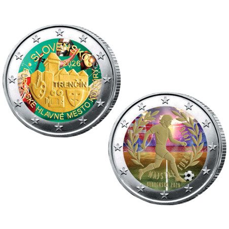 Lot 2 x 2 Euro Solvaquie colorisées