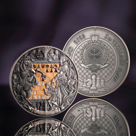7 Dollars Argent 2026 - Le gambit de la reine Haut-relief (3)