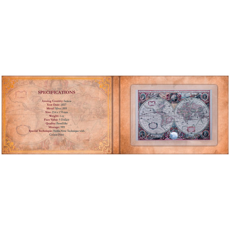 5 Dollars Argent BE 2027 colorisée - Histoire de la cartographie (3)