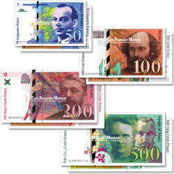 Le lot des 4 billets en Francs