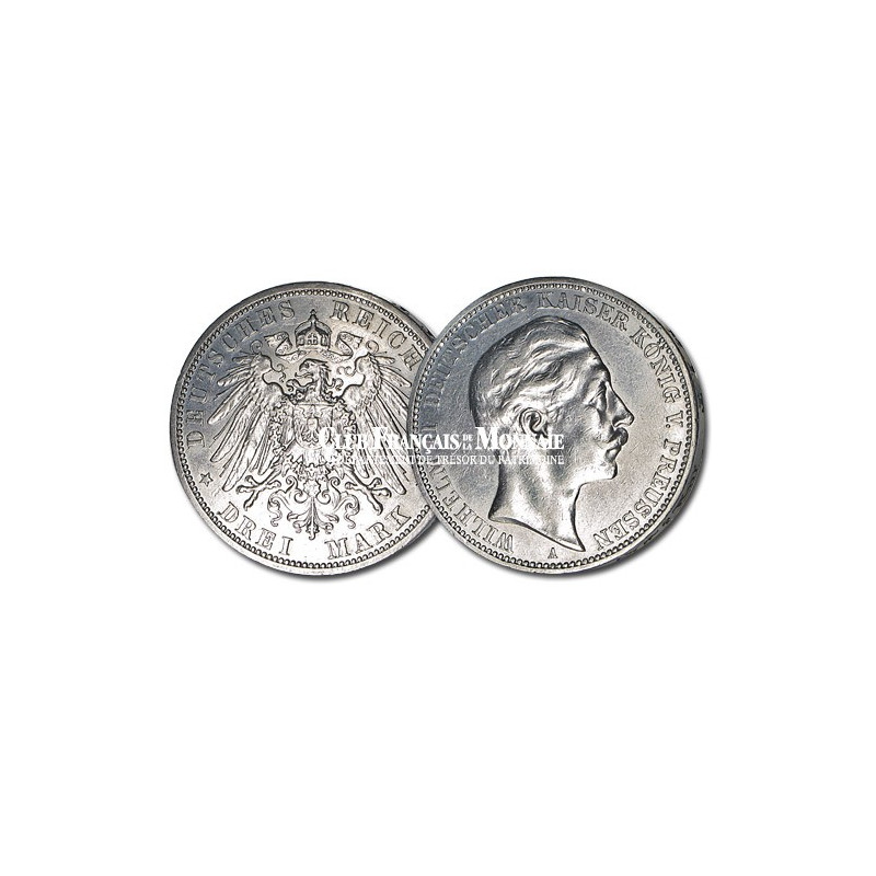ALLEMAGNE - PRUSSE 3 Mark Guillaume II Roi De Prusse Et Empereur En Uniforme Aigle Heraldique 1914 Berlin Sup,fwo 181026,a