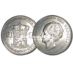 Pays-Bas - 2,5 Gulden Argent Wilhelmine de Hollande