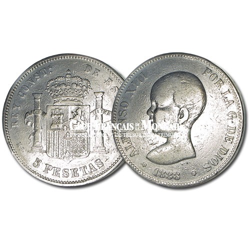 Espagne - 5 Pesetas Argent Alphonse XIII d'Espagne